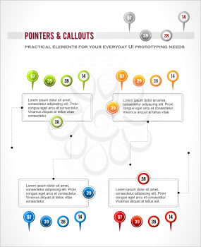 Interface elements set, map location pointer pin, infographics digaram callout vector