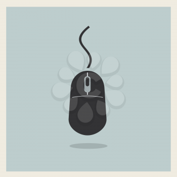 Computer mouse vintage icon on blue retro background vector 