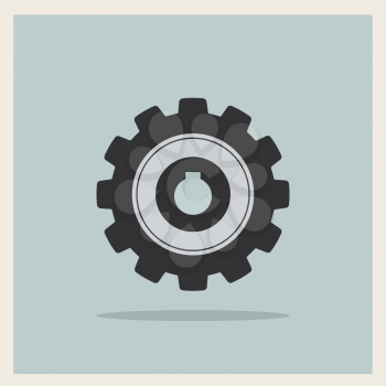 Technology mechanical gear icon on blue retro background vector