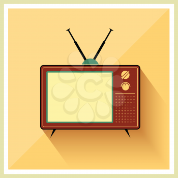 Retro crt tv receiver on vintage background vector