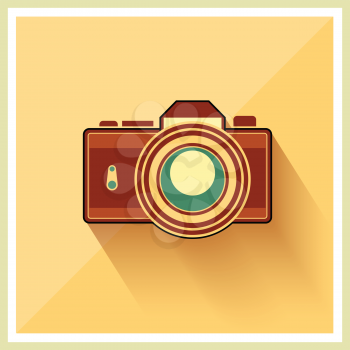 DSLR Professional Camera Icon On Retro Vintage Background vector