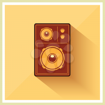 Retro Loudspeaker on vintage Yellow background, vector 