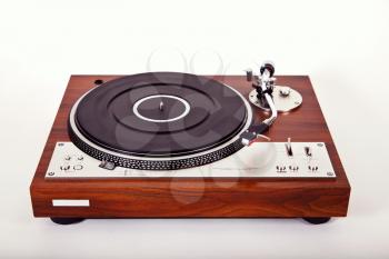 Stereo Turntable Vinyl Record Player Analog Retro Vintage Perspective View