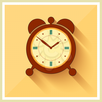 Alarm Clock on Retro Blue Background Vector