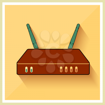 Wi-Fi Router on Yellow Retro Background Vector