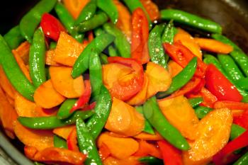 Fresh vegan healthy vegetable food in pan