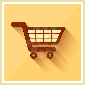 Shopping Cart Icon on Retro Yellow Background Vector