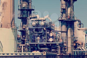 Refined Petroleum Petrochemical Plant Smokestack Rusty Pipeline 