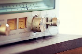 Vintage Radio Tuner Shiny Metal Tuning Knob angled view