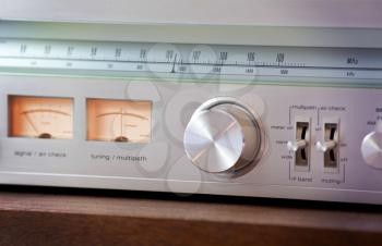 Vintage Radio Tuner Shiny Metal Tuning Knob front view