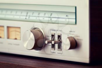 Vintage Radio Tuner Shiny Metal Tuning Knob side view