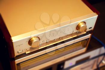 Two Amplifier Vintage Audio Stereo System Luxury High End Top Diagonal View