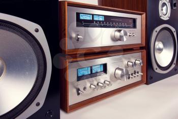 Amplifier, Tuner, Speakers Stereo Vintage Audio System Retro Set