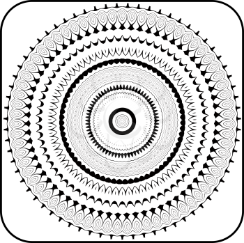 Royalty Free Clipart Image of a Black and White Circular Design