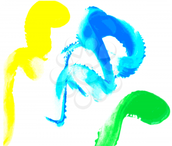 Royalty Free Clipart Image of Yellow, Green, and Blue Spatters