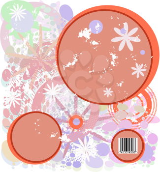 Royalty Free Clipart Image of a Floral Grunge Background With a Bar Code