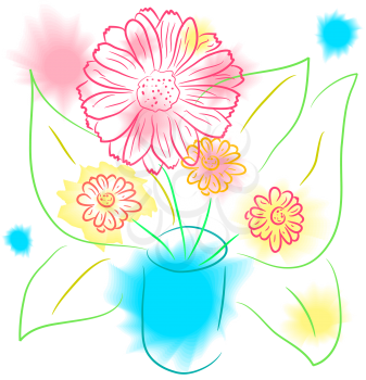 Royalty Free Clipart Image of a Flower in a Pot