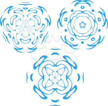 Royalty Free Clipart Image of Three Snowflakes