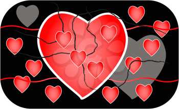 Royalty Free Clipart Image of a Broken Hearts Design