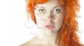 face of red-haired pretty girl