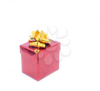 red giftbox isolated on white with clipping path