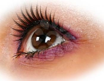 macro shot of girls eye with makeup