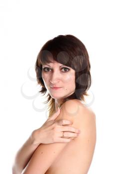sensual girl isolated in studio on white background