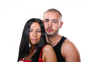 Happy young ethnic latino couple isolated on white