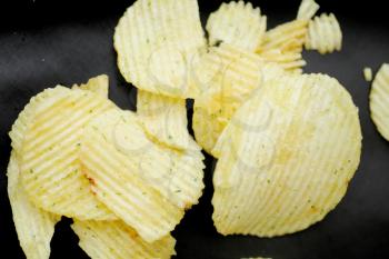 Potato chips closeup texture shot