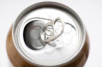 Top of an opened soda can on a white background