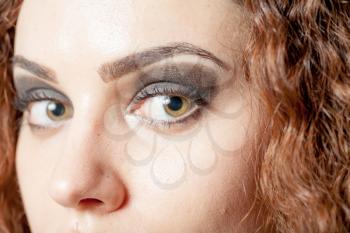 shot of part of woman's face - two eyes with long eyelashes. Sexy looking eye look