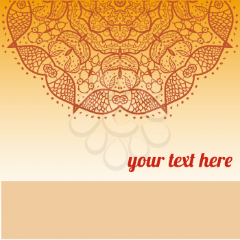 Vector ornate frame with sample text. Perfect as invitation or announcement. Background pattern is included as seamless. All pieces are separate. Easy to change colors and edit.