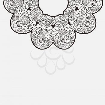 Oriental mandala motif round lase pattern on the gray background, like snowflake or mehndi paint