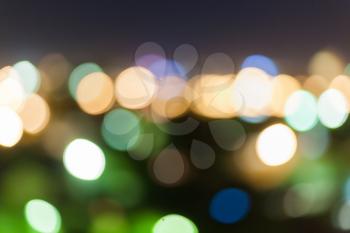 christmas bokeh background, xmas wallpaper of blurred spot of lights, cityscape at night