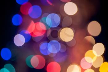 Blue and Yellow Abstract circular bokeh background of Christmaslights