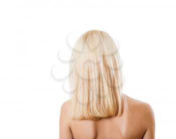 backview blonde isolated, head and shoulders shot