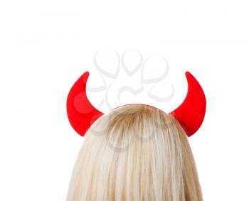 horned blonde top of the head, backside view isolated on white
