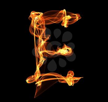Royalty Free Clipart Image of an Letter E in Fire