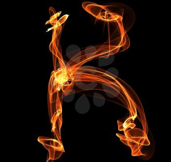 Royalty Free Clipart Image of a Letter K in Fire