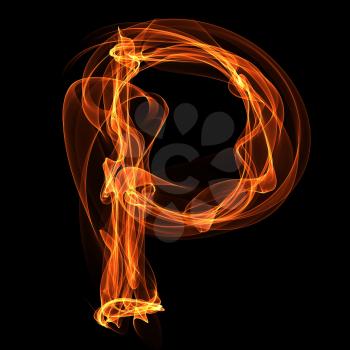 Royalty Free Clipart Image of a Letter P in Fire