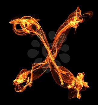 Royalty Free Clipart Image of a Letter X in Fire