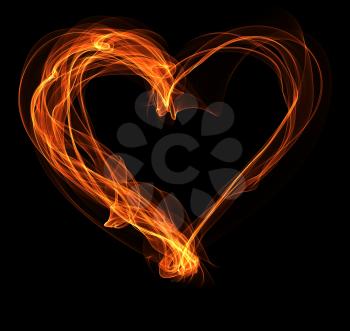 Royalty Free Clipart Image of a Heart in Fire
