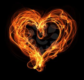 Royalty Free Clipart Image of a Heart in Fire