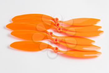 Set of orange colored propellers for RC plane model
