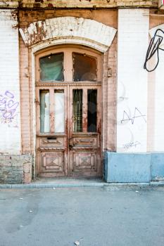 Wood old door in the centre of  Astrakhan Russia.