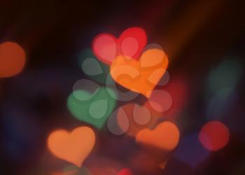 Blurred lights in a shape of heart