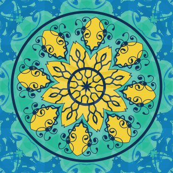 Indian stylized mandala vector colorful square frame design