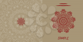 Wedding invitation card liginoru style design, tribal indian henna brown invitation card