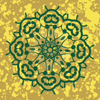 Indian ornament, kaleidoscopic floral pattern, mandala design of green color.