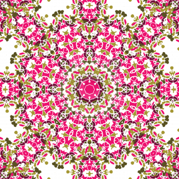 Pink coloured mandala like design, seamless oriental vintage element motif